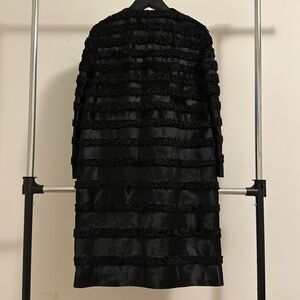 LAFAYETTE CALF LEATHER SHIP FUR COMBO COAT SZ S